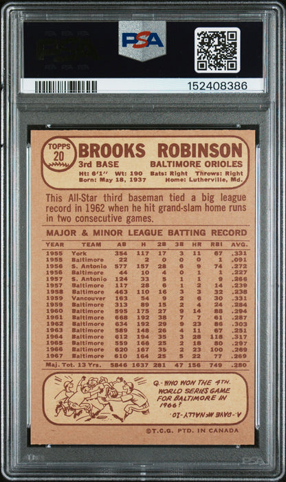 1968 OPC O-Pee-Chee #20 Brooks Robinson Orioles PSA 8