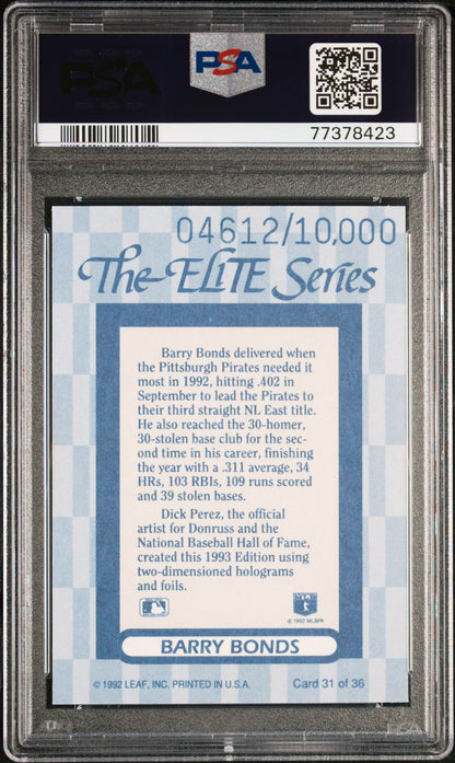 1993 Donruss Elite #31 Barry Bonds /10,000 PSA 9