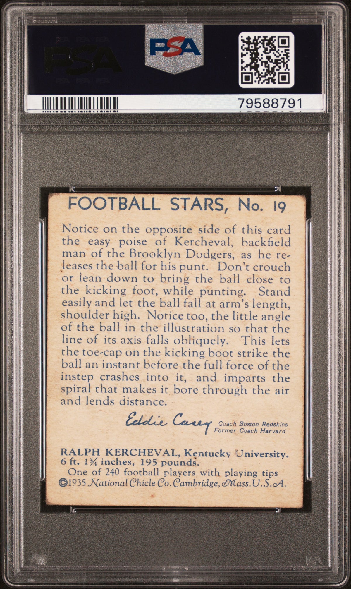 1935 National Chicle #19 Ralph Kercheval Dodgers PSA 3