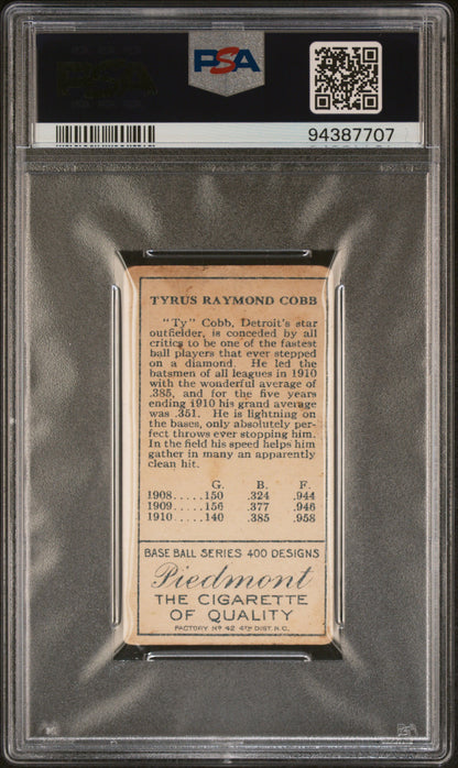 T205 Ty Cobb Detroit PSA 1.5 Piedmont Back