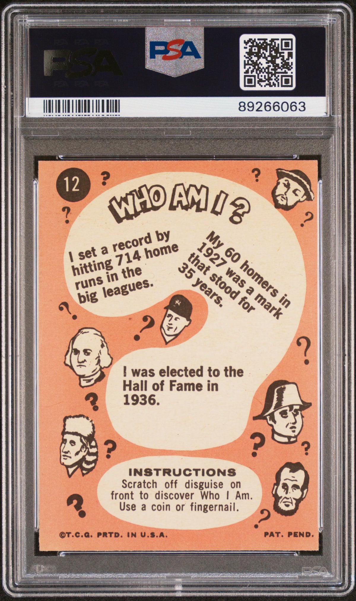 1967 Topps Who Am I? #12 Babe Ruth Yankees PSA 5
