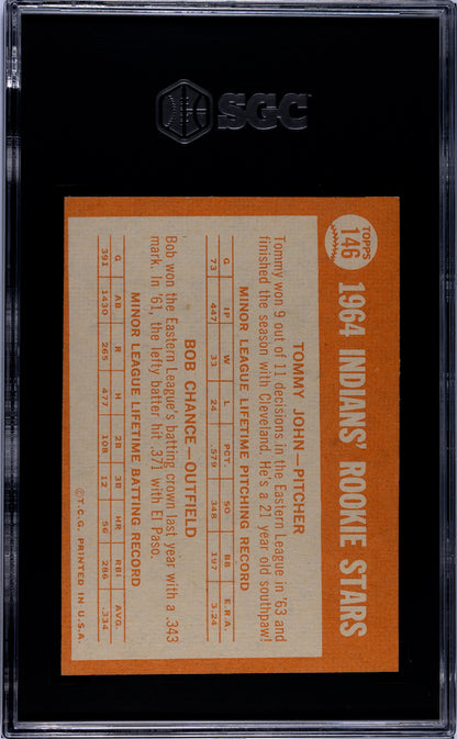 1964 Topps #146 Tommy John Rookie Indians SGC 7
