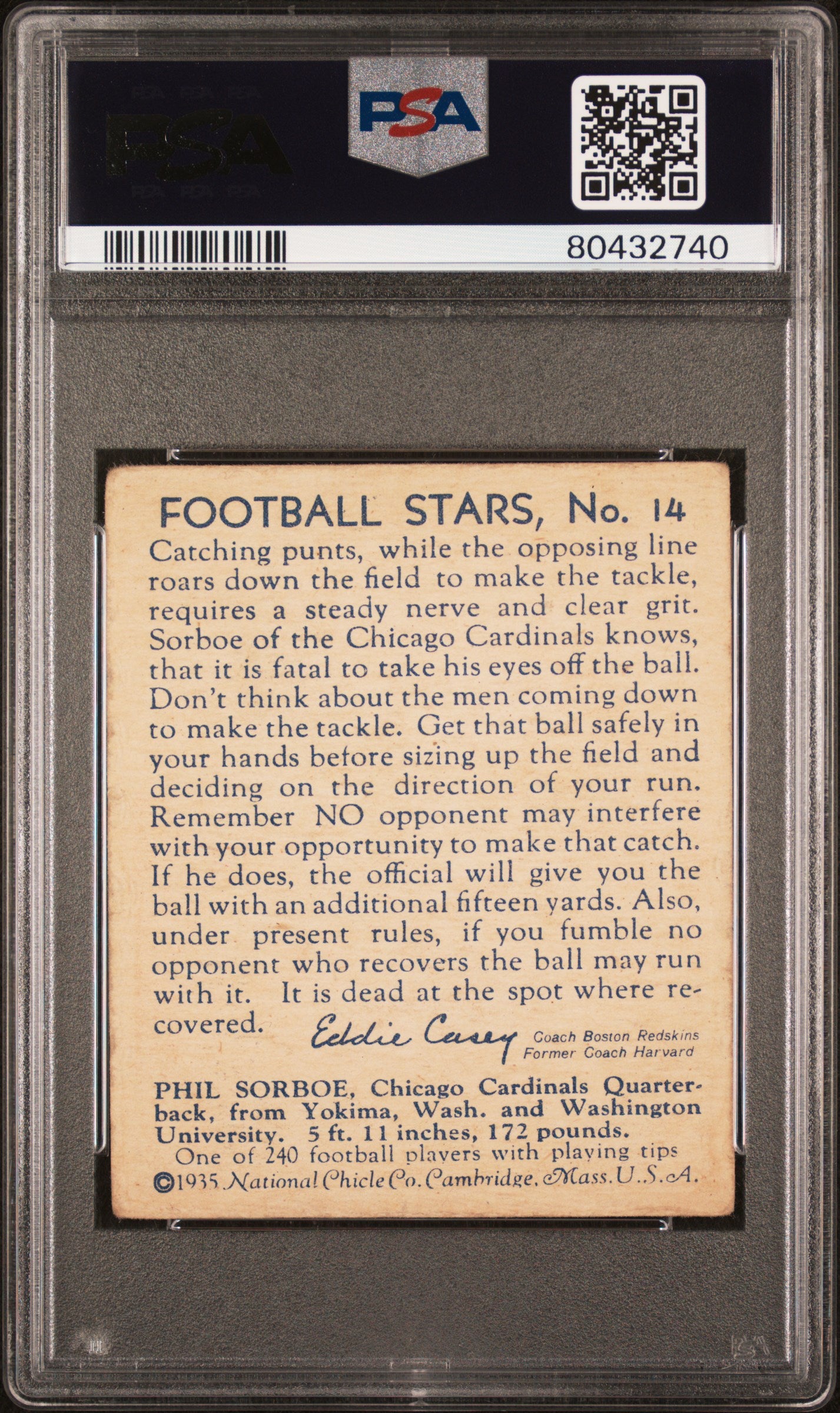 1935 National Chicle #14 Phil Sorboe Cardinals PSA 1.5