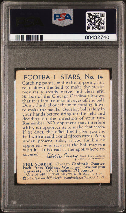 1935 National Chicle #14 Phil Sorboe Cardinals PSA 1.5