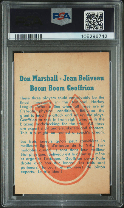 1960 Parkhurst #59 Boom Boom Geoffrion & Jean Beliveau Canadiens PSA 7