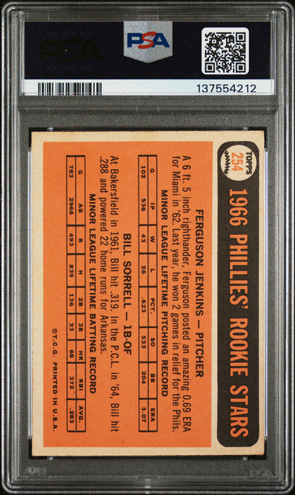 1966 Topps #254 Ferguson Jenkins Rookie HOF Signed PSA Auto 10