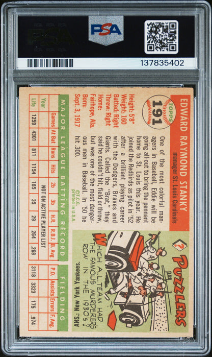 1955 Topps #191 Ed Stanky Cardinals PSA 6