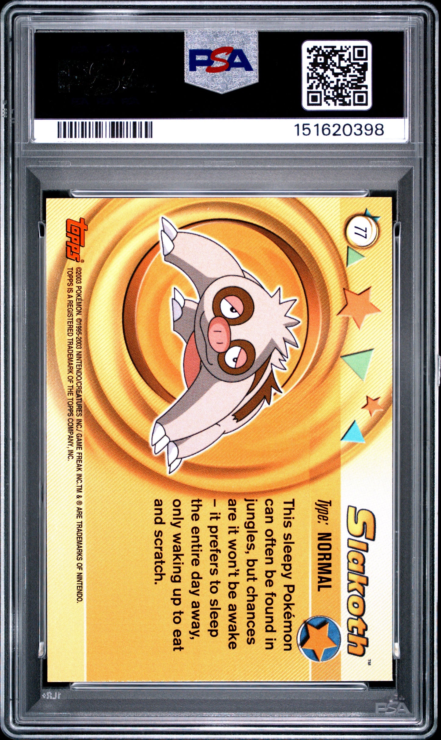 2003 Topps Pokemon Advanced #77 Slakoth PSA 6 Pop 1
