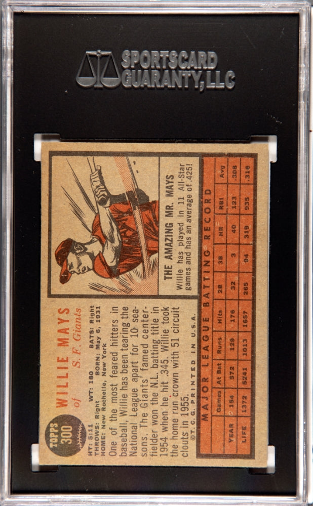 1962 Topps #300 Willie Mays Giants SGC 6.5