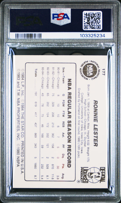 1984 Star #177 Ronnie Lester Lakers PSA 8 (OC)