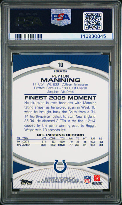 2010 Finest #10 Peyton Manning Gold Refractor PSA 9