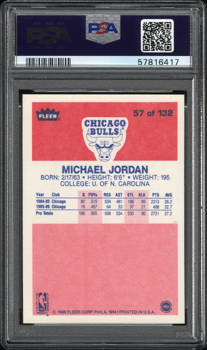 1986 Fleer #57 Michael Jordan Rookie HOF PSA 9 MBA Diamond Silver Certified
