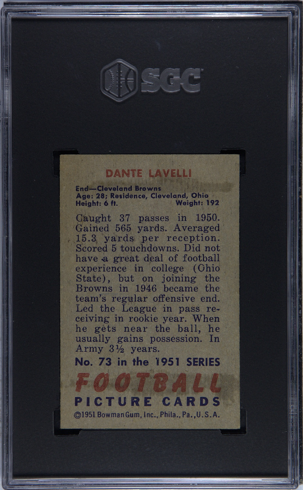 1951 Bowman #73 Dante Lavelli Browns SGC 3.5