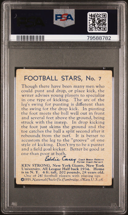 1935 National Chicle #7 Ken Strong Rookie HOF Giants PSA 3