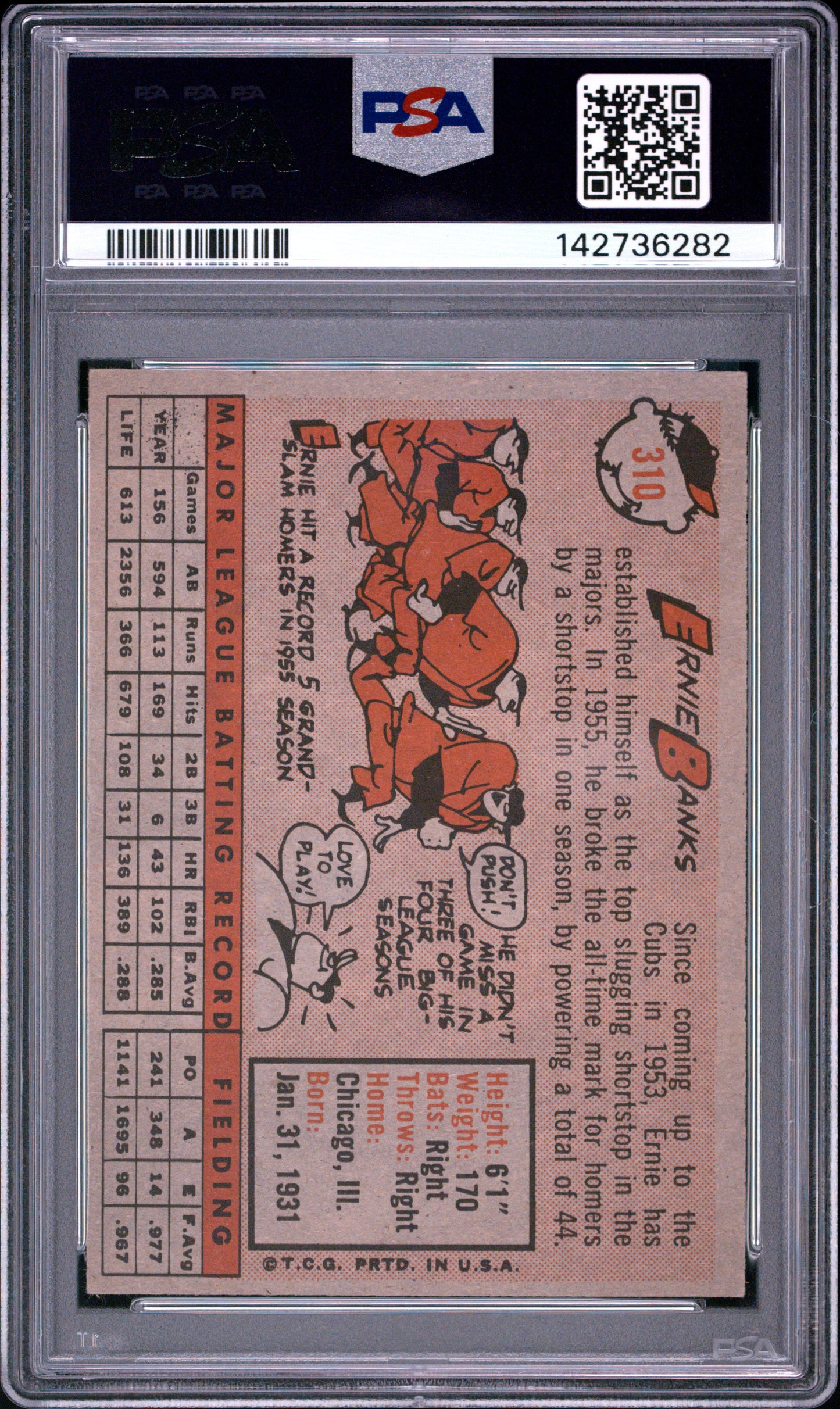 1958 Topps #310 Ernie Banks Cubs PSA 6