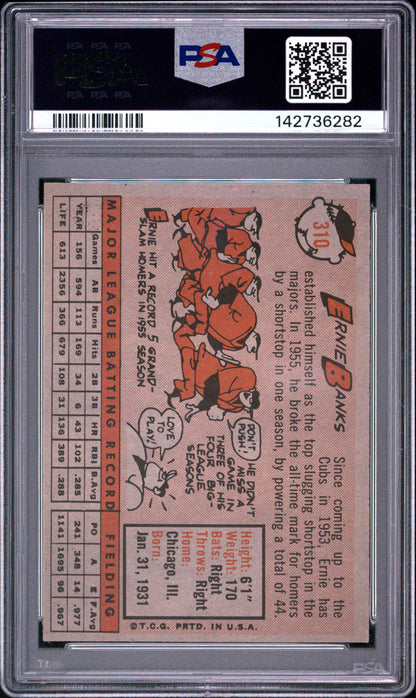 1958 Topps #310 Ernie Banks Cubs PSA 6