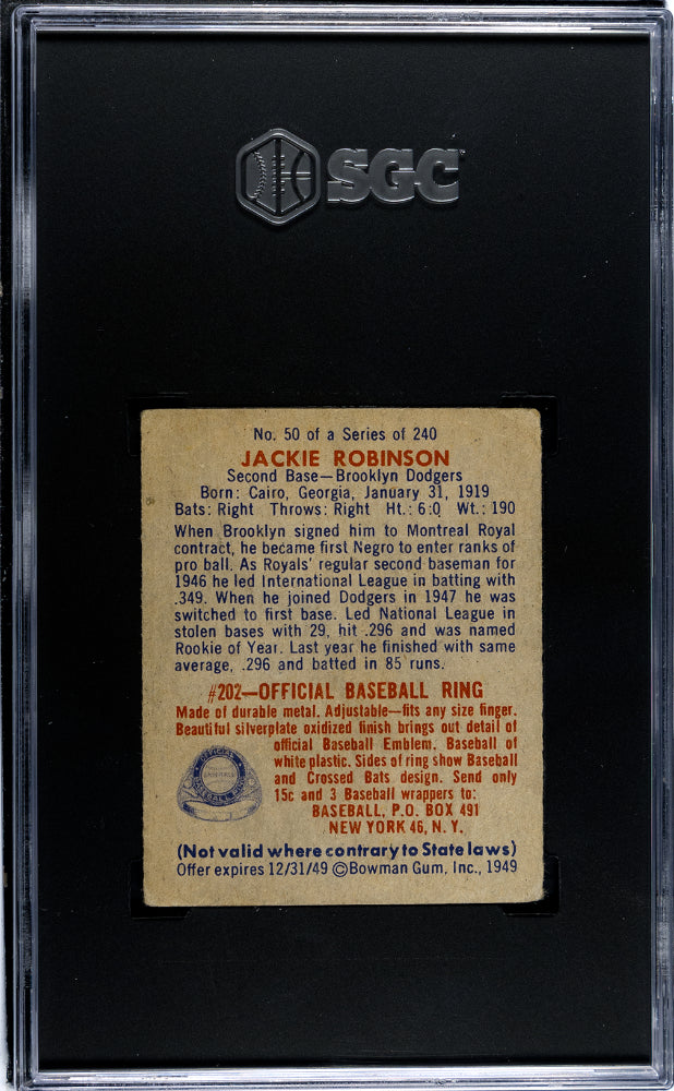 1949 Bowman #50 Jackie Robinson Dodgers SGC 1