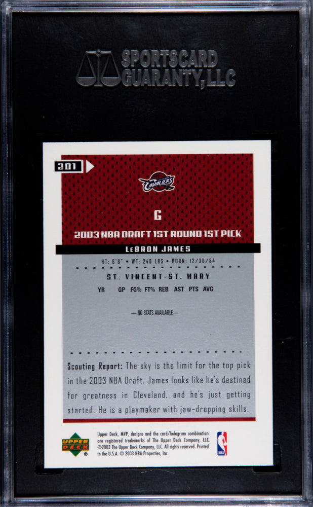 2003 Upper Deck MVP #201 LeBron James Rookie SGC 9