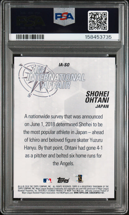 2018 Topps Chrome Update International Affair #IA-SO Shohei Ohtani Rookie PSA 10