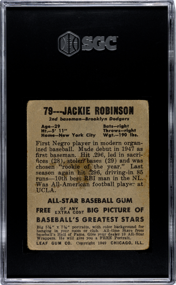 1948 Leaf #79 Jackie Robinson Rookie HOF Dodgers SGC 1