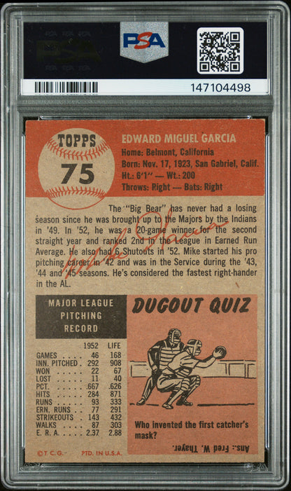 1953 Topps #75 Mike Garcia Indians PSA 8