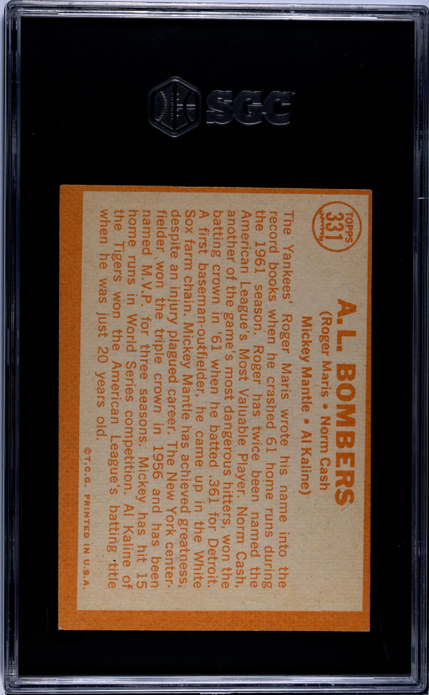 1964 Topps #331 A. L. Bombers with Mickey Mantle SGC 5