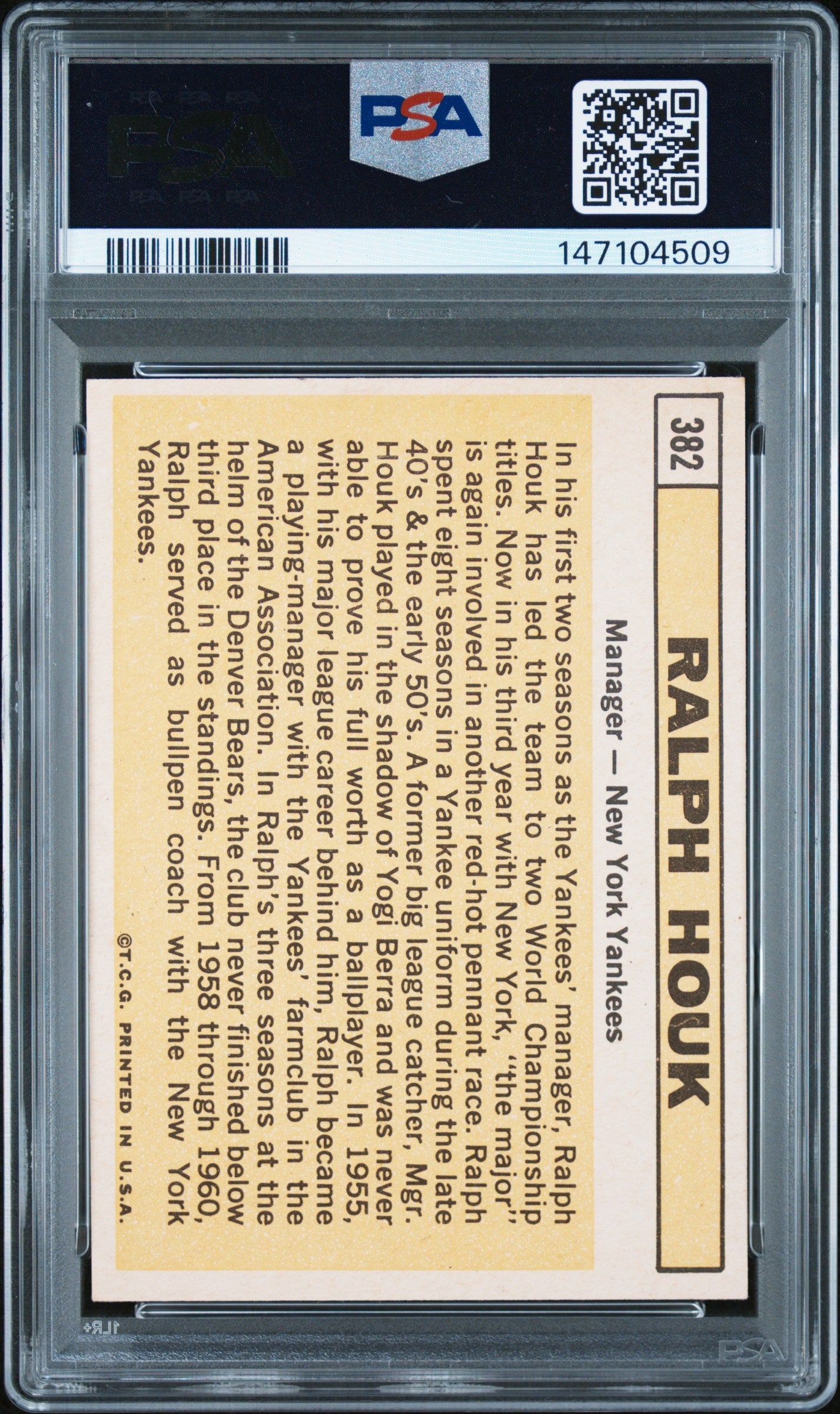 1963 Topps #382 Ralph Houk Yankees PSA 7