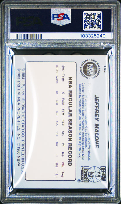 1984 Star #192 Jeff Malone Rookie Bullets PSA 9 pop 9 (None Higher)
