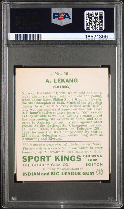 1933 Goudey Sport Kings #10 Anton Lekang Skiing PSA 7