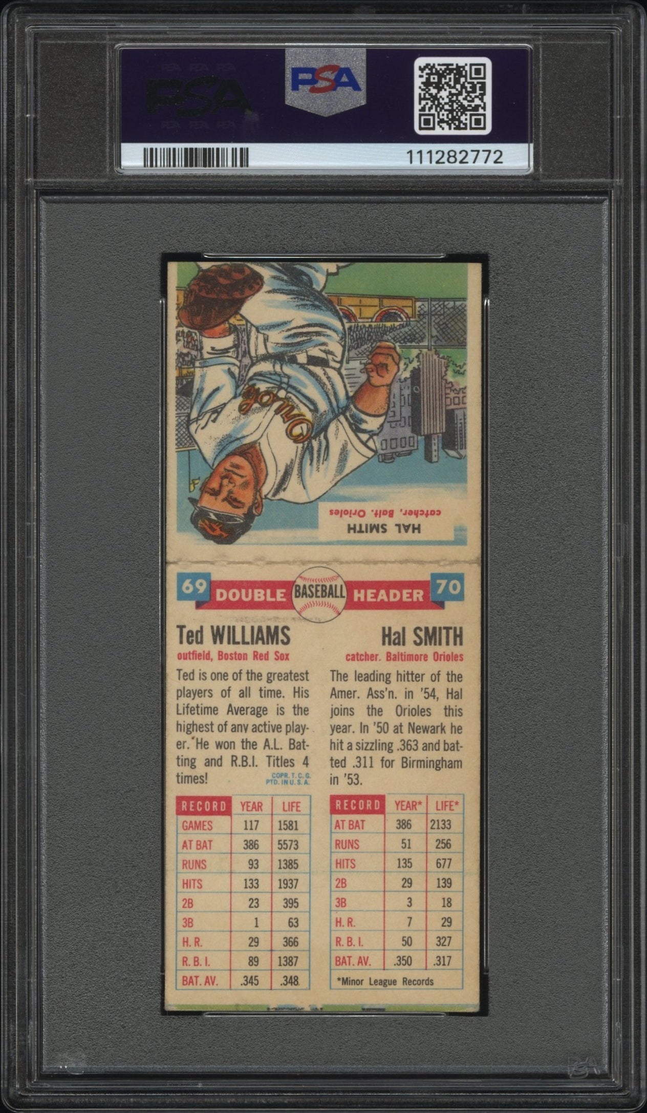 1955 Topps Doubleheader Ted Williams 69 Hal Smith 70 PSA 4
