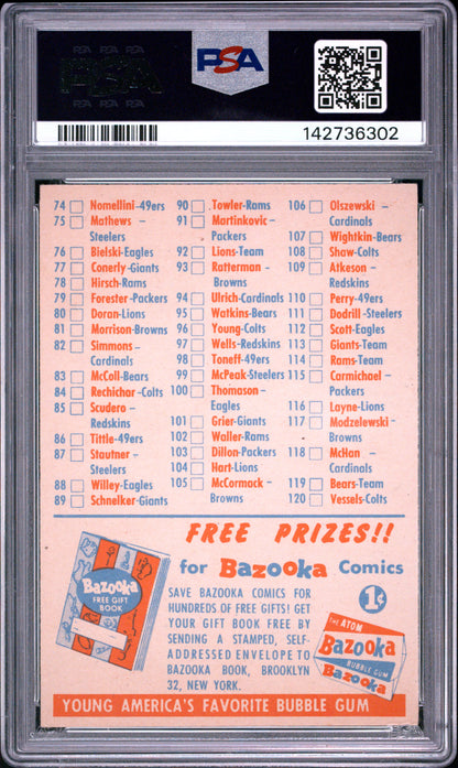 1956 Topps Football Checklist PSA 5