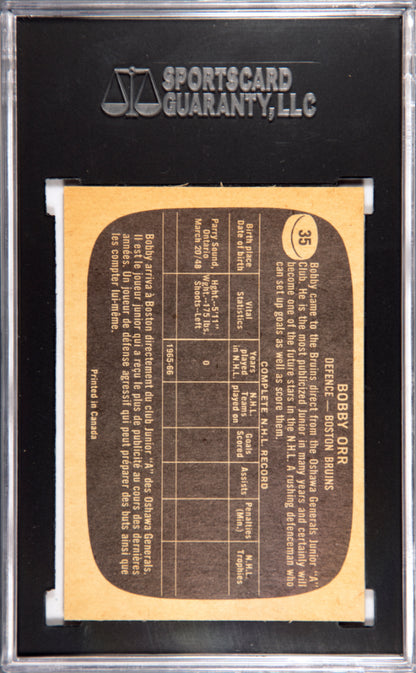 1966 Topps #35 Bobby Orr Rookie HOF Bruins SGC Authentic (Appears Near Mint)