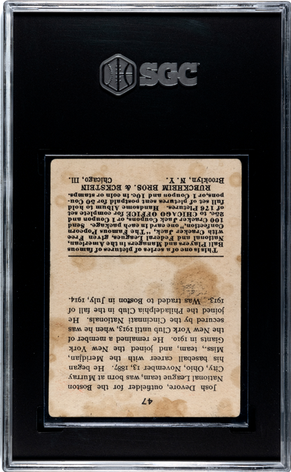 1915 Cracker Jack #47 Josh Devore Braves SGC 4