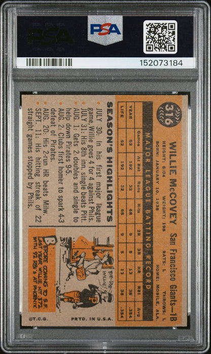 1960 Topps #316 Willie Mccovey Rookie HOF Giants PSA 5.5