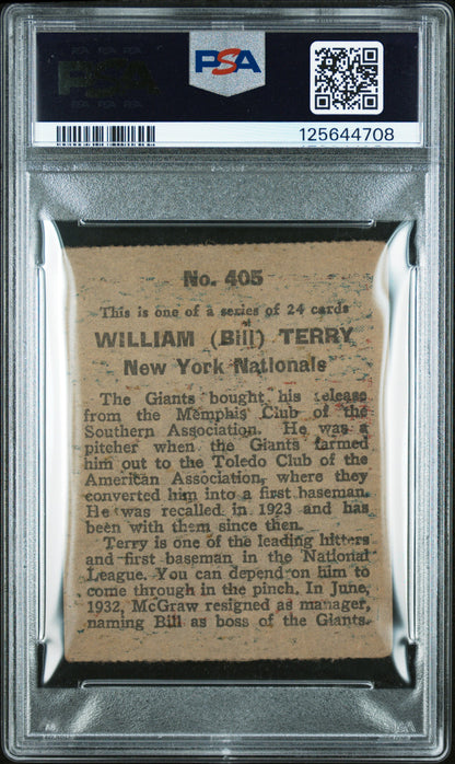 1933 Eclipse Import #405 Bill Terry Giants PSA 2.5
