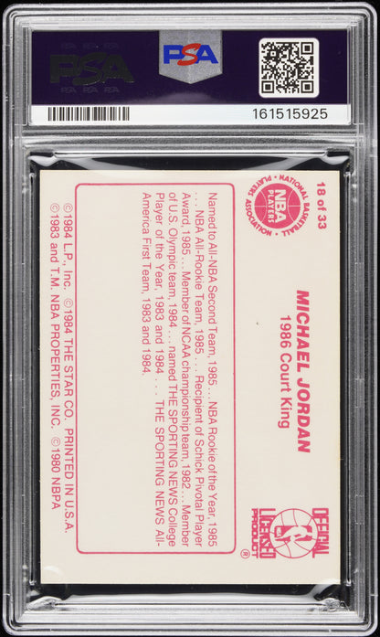 1986 Star Court Kings #18 Michael Jordan Bulls PSA 8 Well Centered