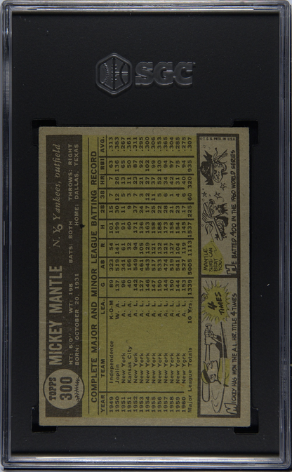 1961 Topps #300 Mickey Mantle Yankees SGC 2
