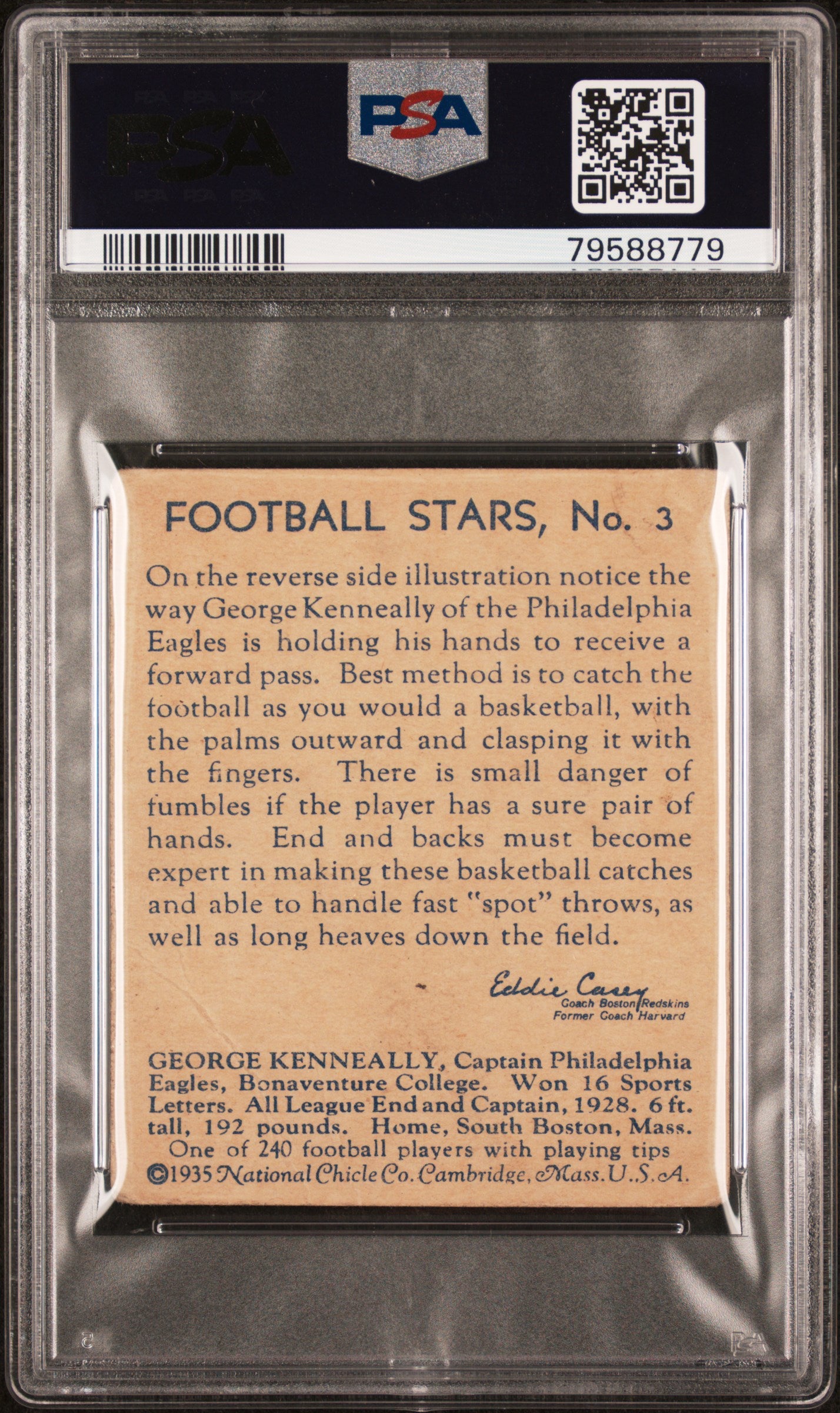 1935 National Chicle #3 George Kenneally Eagles PSA 2