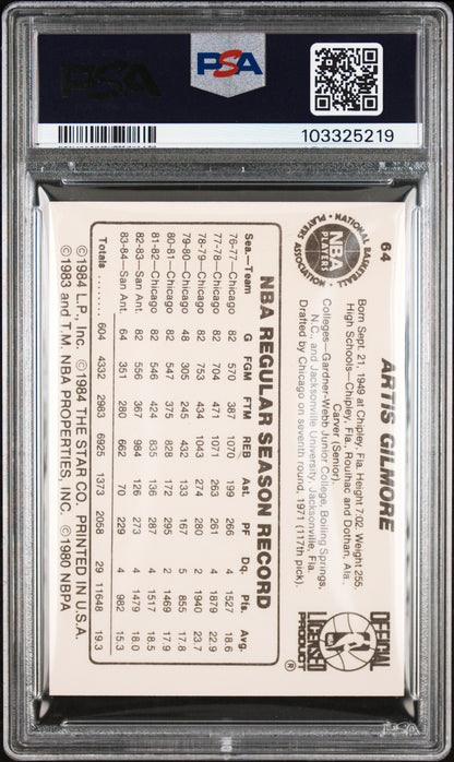 1984 Star #64 Artis Gilmore Spurs PSA 9 (OC)