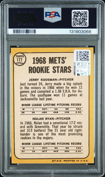 1968 Topps #177 Nolan Ryan Rookie HOF Signed w/ HOF Inscription PSA Auth Auto 10