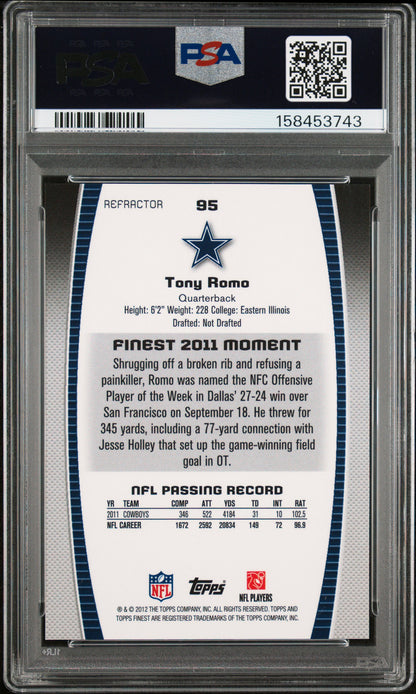 2012 Finest #95 Tony Romo Gold Refractor /50 PSA 9