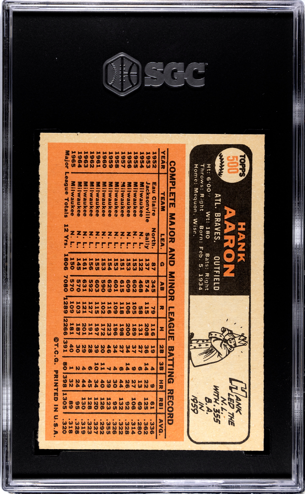1966 Topps #500 Hank Aaron Braves SGC 7