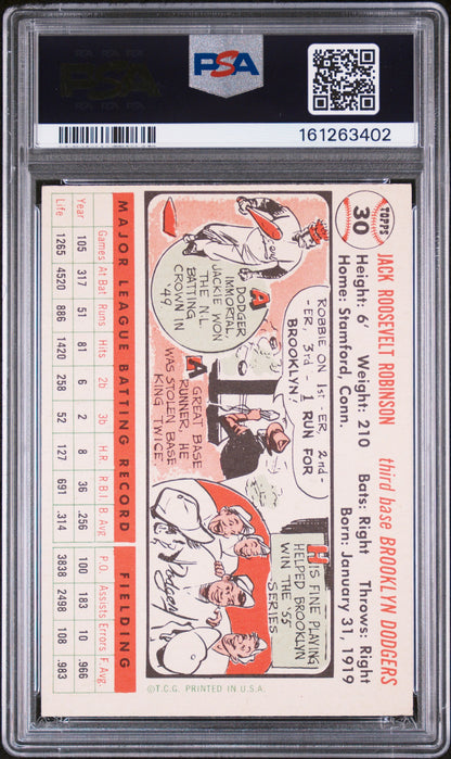 1956 Topps #30 Jackie Robinson White Back Dodgers PSA 4