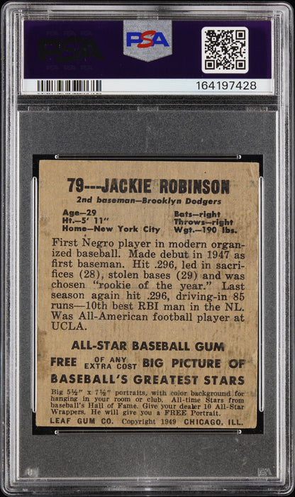 1948 Leaf #79 Jackie Robinson Rookie HOF Dodgers PSA 1.5