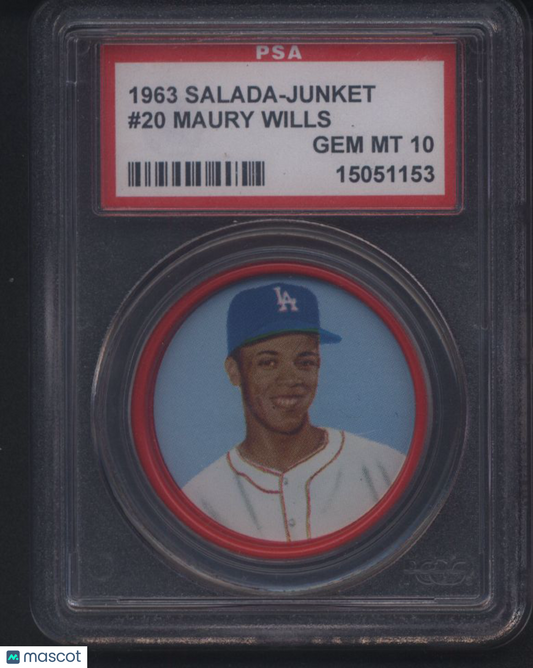 1963 Salada-Junket #20 Maury Wills Dodgers PSA 10 pop 8