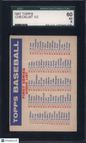 1957 Topps Baseball Checklist 1/2 SGC 5