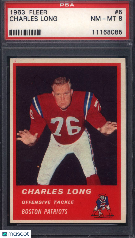 1963 Fleer #6 Charles Long Patriots PSA 8