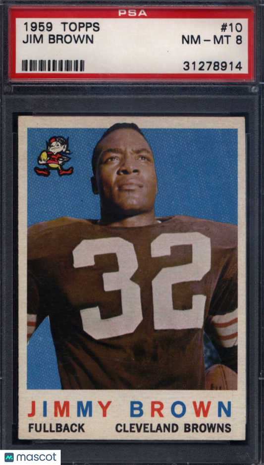 1959 Topps #10 Jim Brown 2nd Yr Browns PSA 8 Well Centered