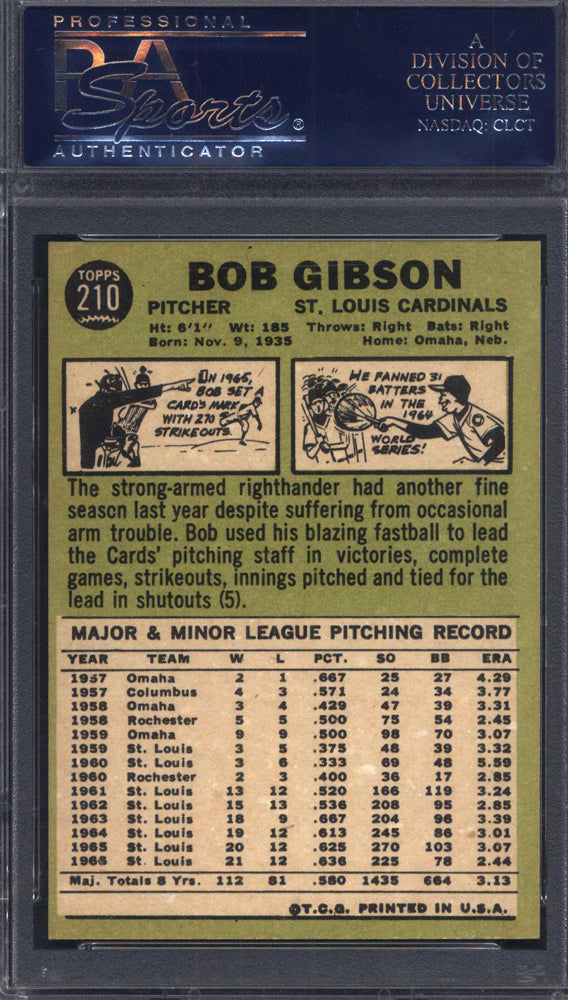 1967 Topps #210 Bob Gibson Cardinals PSA 8.5
