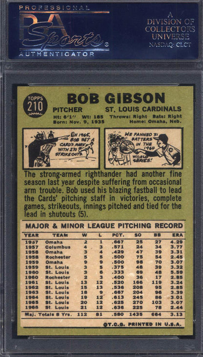 1967 Topps #210 Bob Gibson Cardinals PSA 8.5